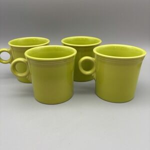 Set of 4 Fiesta Ware Lime Green‎ Coffee Mugs Ring Handle Homer Laughlin HLC USA